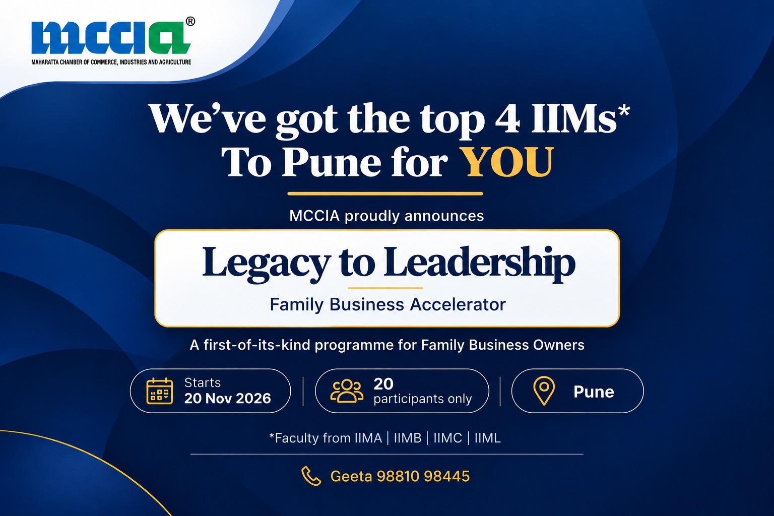MCCIA’s Legacy to Leadership: Learn from Faculty Across India’s Top 4 IIMs